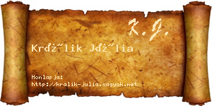 Králik Júlia névjegykártya